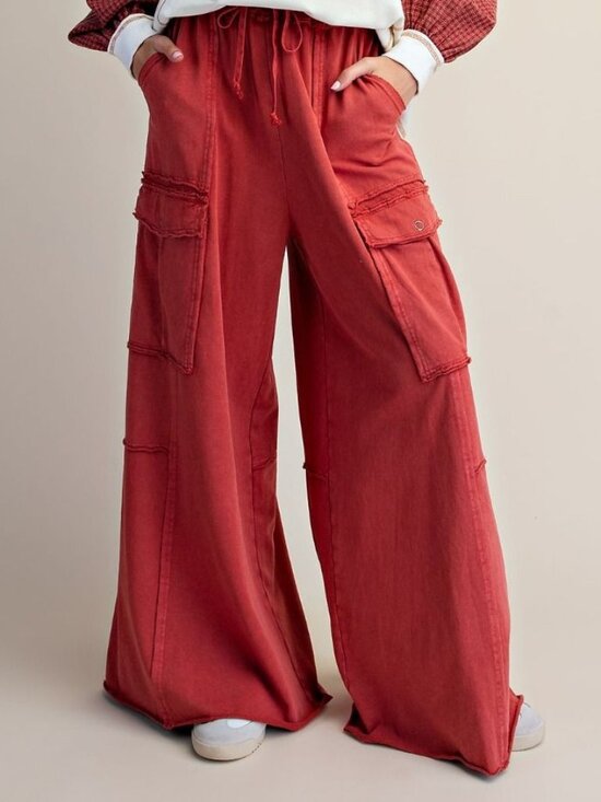 Easel Los Angeles Pants - ETA - 10/5 - EASEL Boho Red Mineral Washed Terry Pants